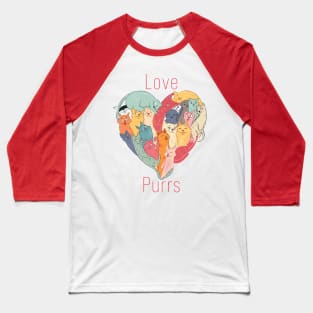 Heart Shaped Cats Love Baseball T-Shirt